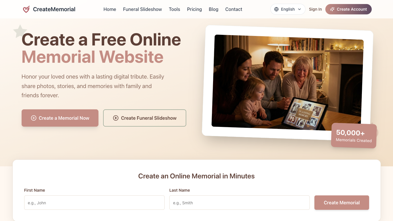 CreateMemorial screenshot