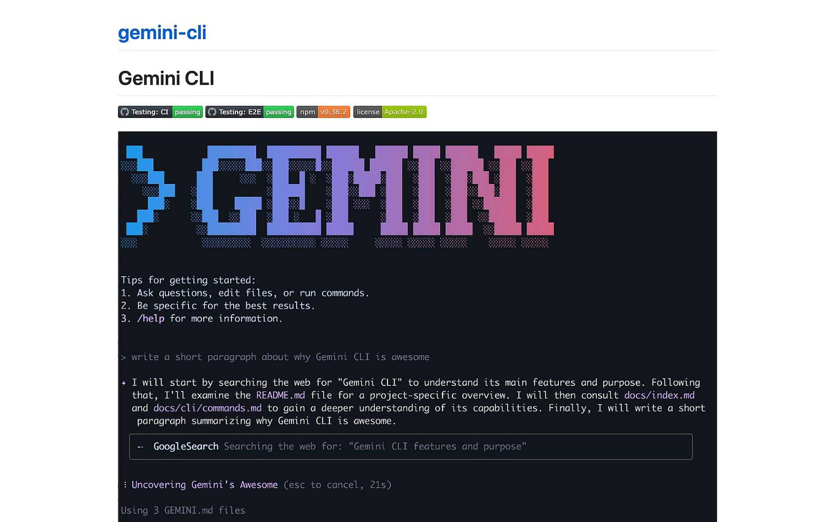 Gemini CLI screenshot