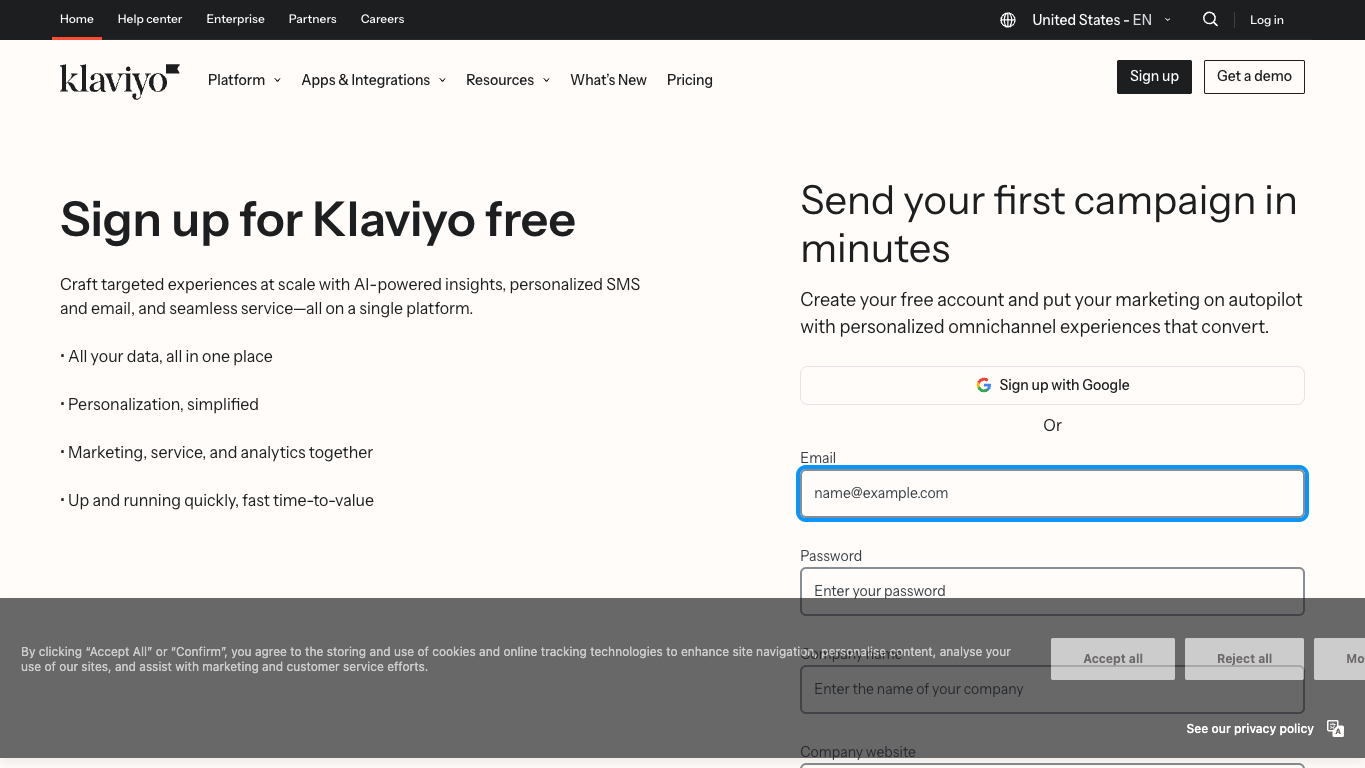 Klaviyo screenshot