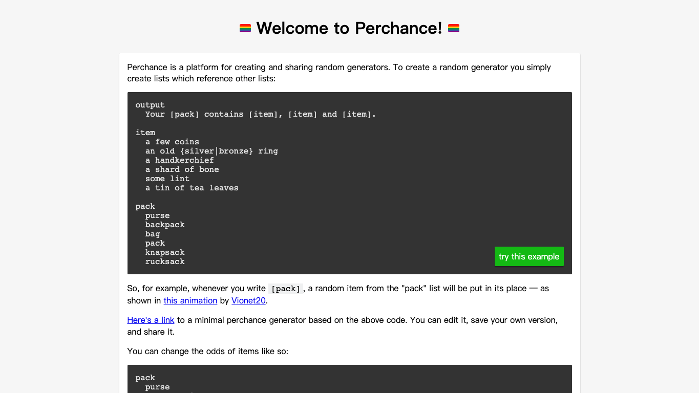 Perchance screenshot