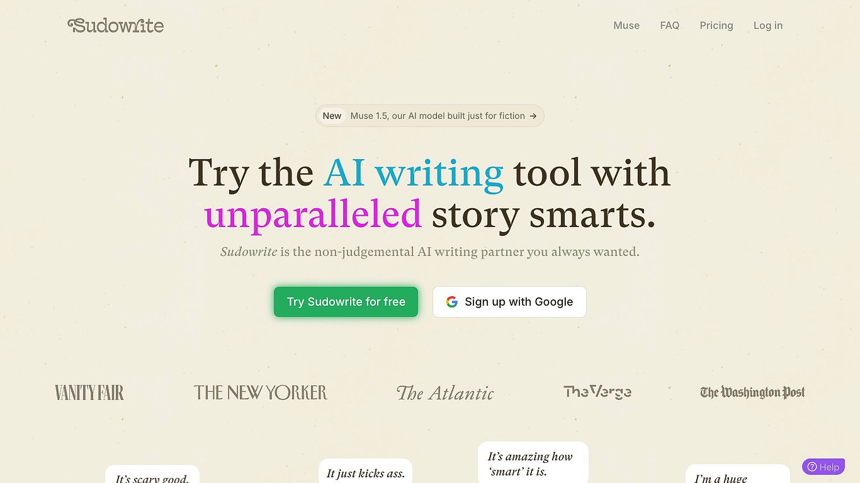 Sudowrite screenshot