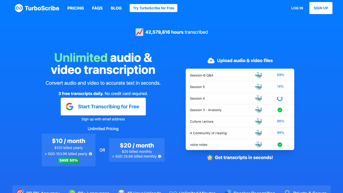 TurboScribe screenshot