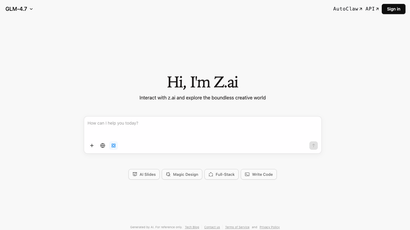 Z.ai screenshot